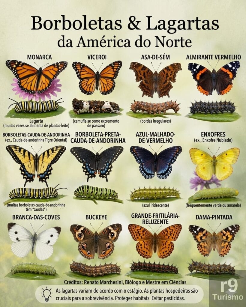 O Fascínio da Metamorfose: Guia de Borboletas e Lagartas da América do Norte
