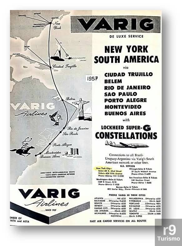 VARIG O Luxo da Rota Nova York – América do Sul em 1957